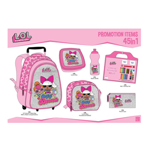 ست 45 در 1 کوله پشتی چرخدار 46 سانتی مدل Trolly Bag - Promotion Items 45 in 1 - LOL Surprise _کوله پشتی